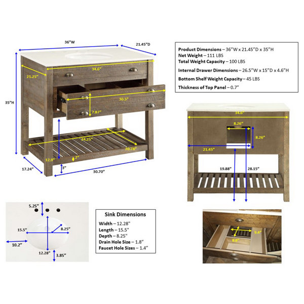 Birch Lane™ Leila 36'' Single Bathroom Vanity with Top & Reviews Wayfair